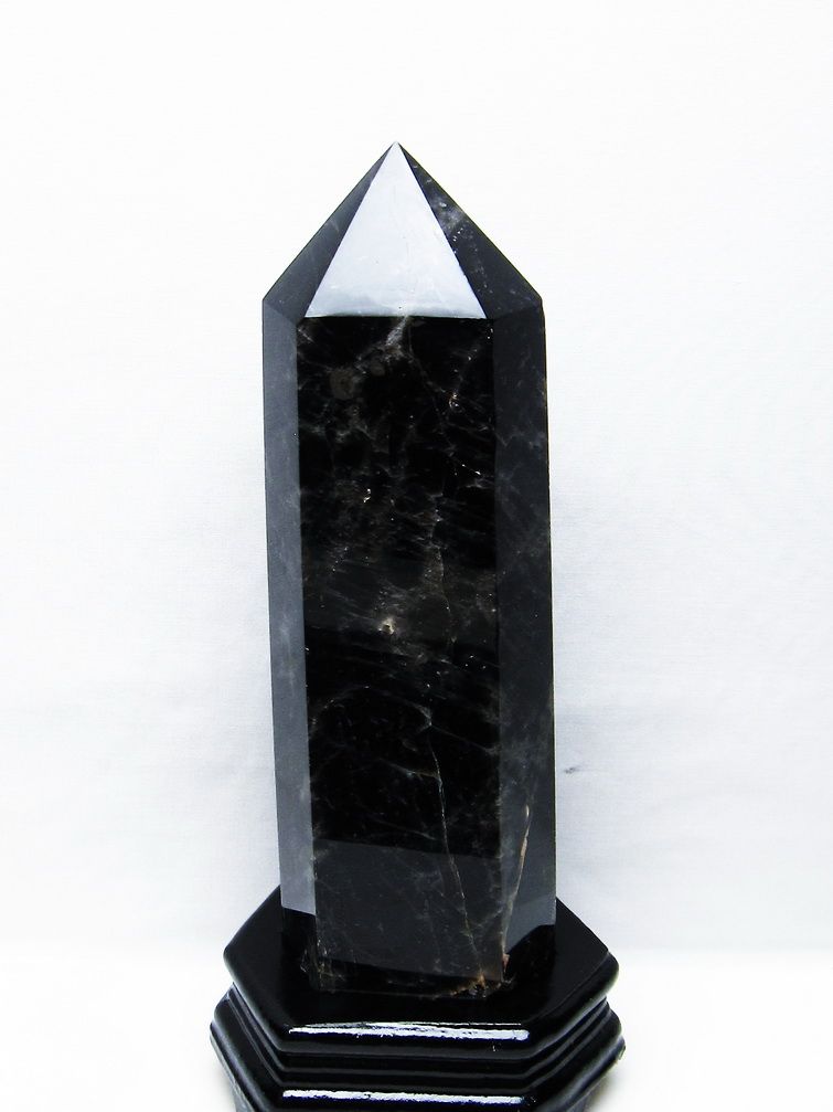 1.9Kg モリオン 純天然 黒水晶 六角柱[T43-8249]