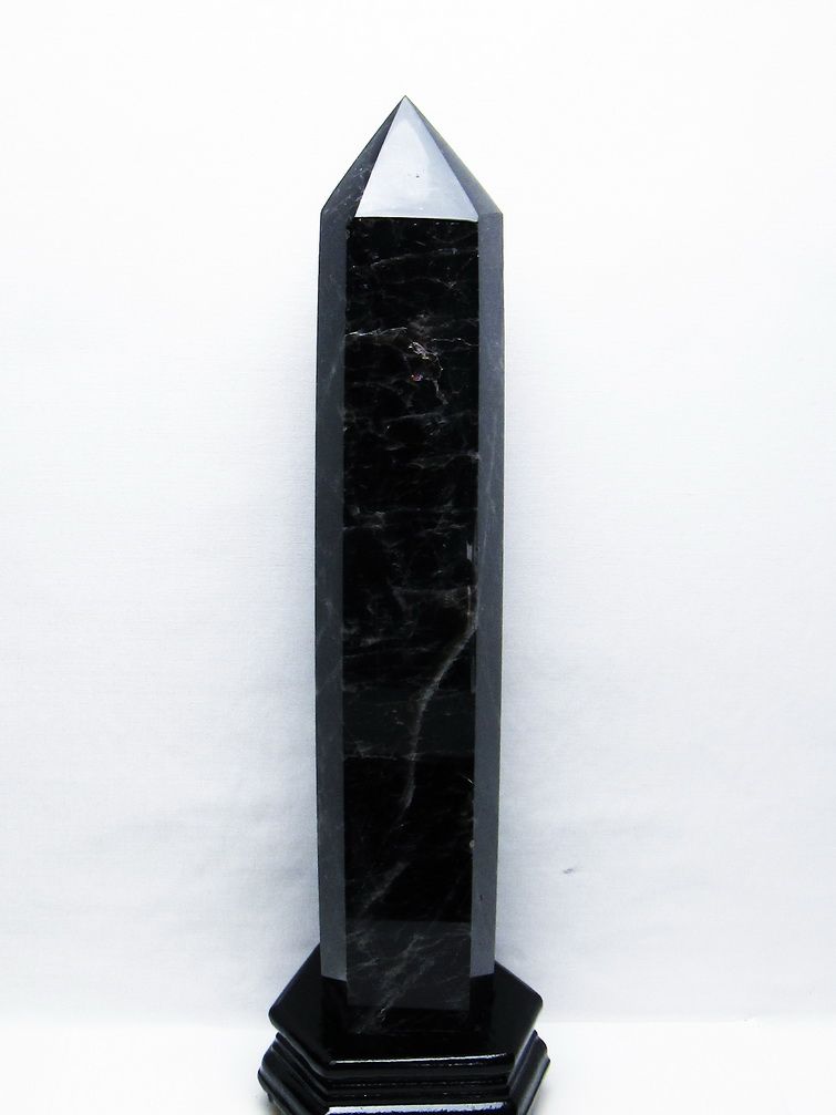 2.4Kg モリオン 純天然 黒水晶 六角柱[T43-8284]