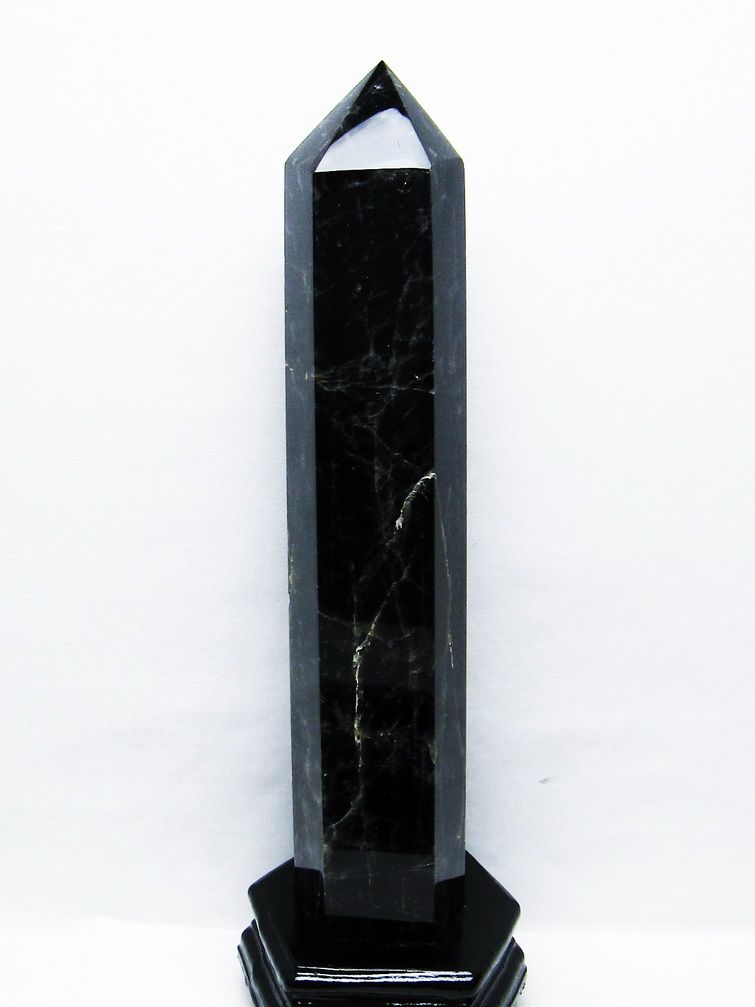 2.2Kg モリオン 純天然 黒水晶 六角柱[T43-8286]