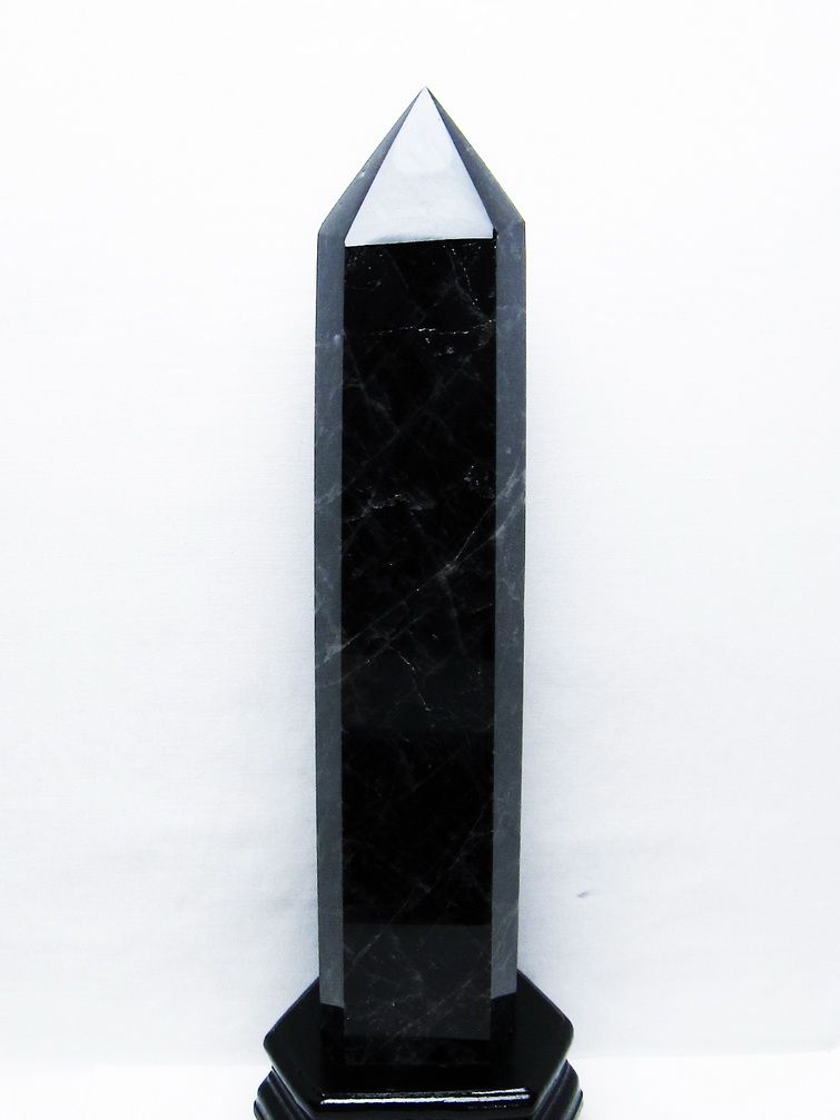 2.2Kg モリオン 純天然 黒水晶 六角柱[T43-8287]
