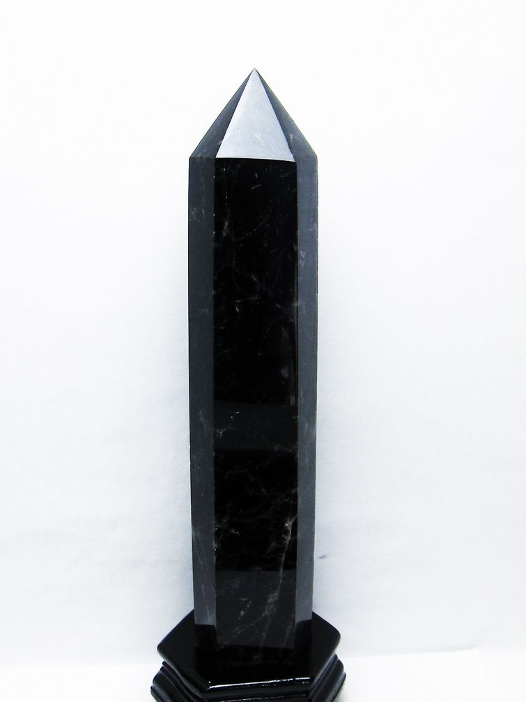2.2Kg モリオン 純天然 黒水晶 六角柱[T43-8288]