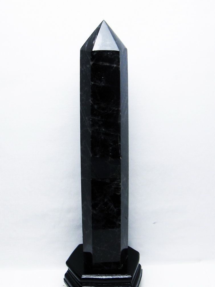 2.1Kg モリオン 純天然 黒水晶 六角柱[T43-8295]