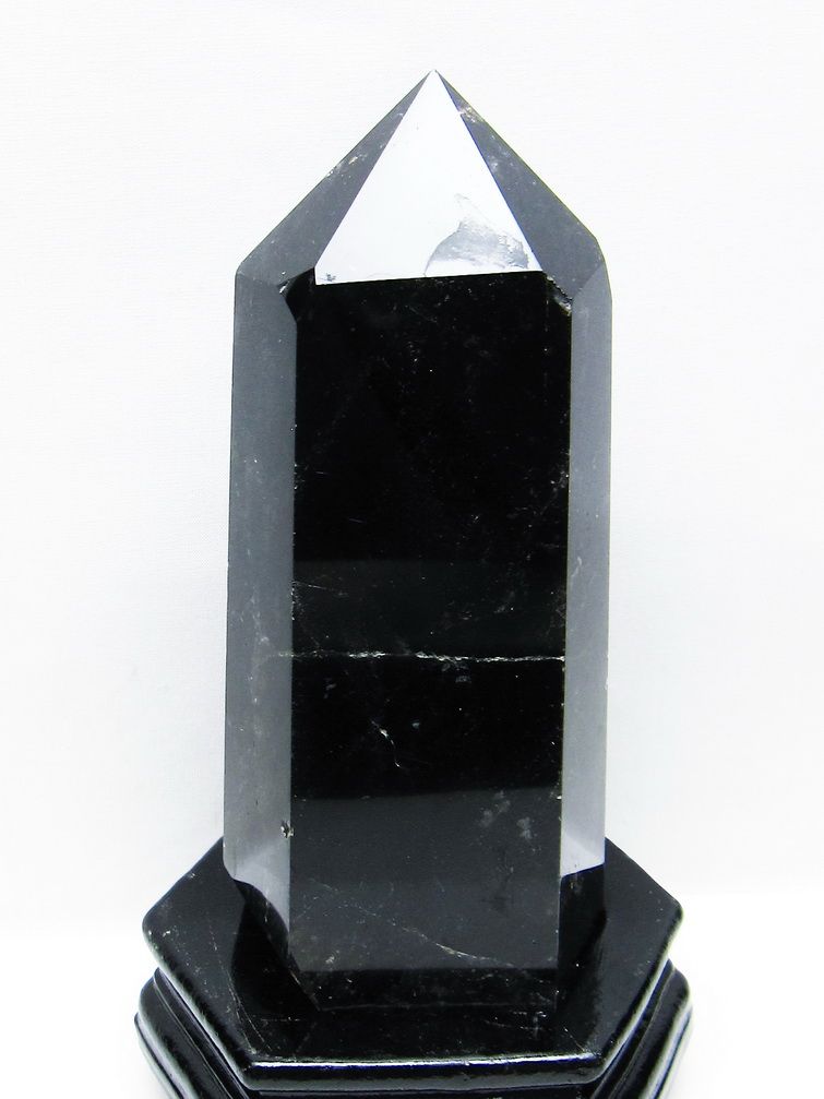 1.6Kg モリオン 純天然 黒水晶 六角柱[T43-8608]