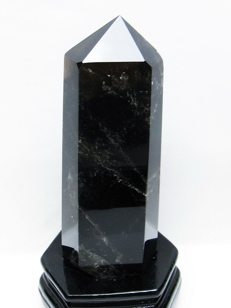 1.5Kg モリオン 純天然 黒水晶 六角柱[T43-8609]