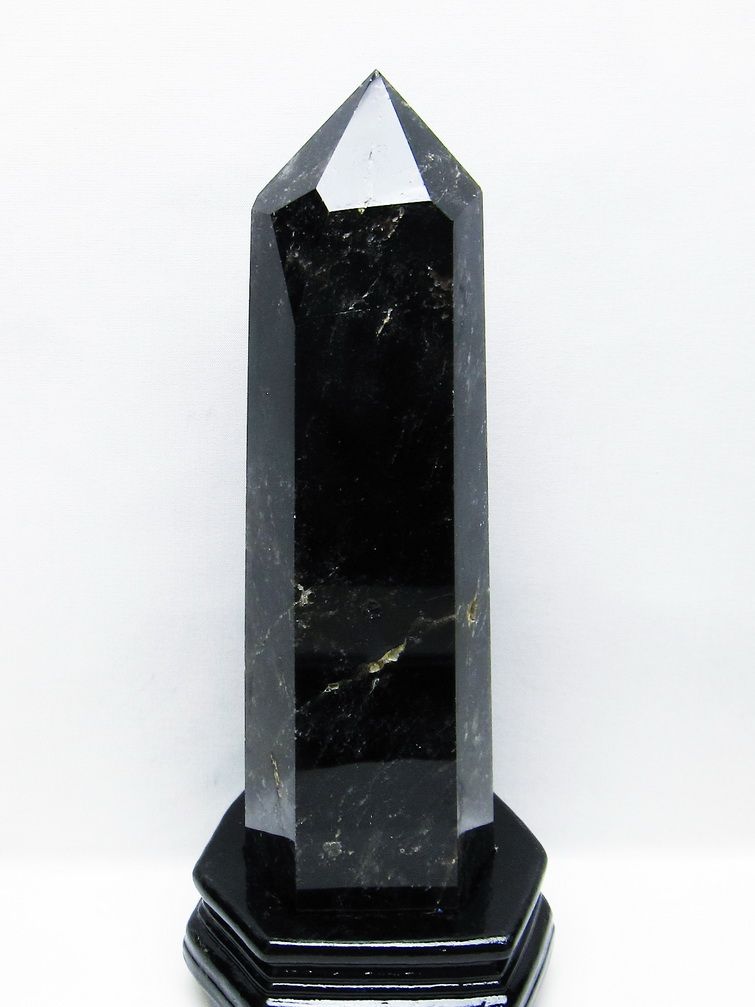 2Kg モリオン 純天然 黒水晶 六角柱[T43-8615]