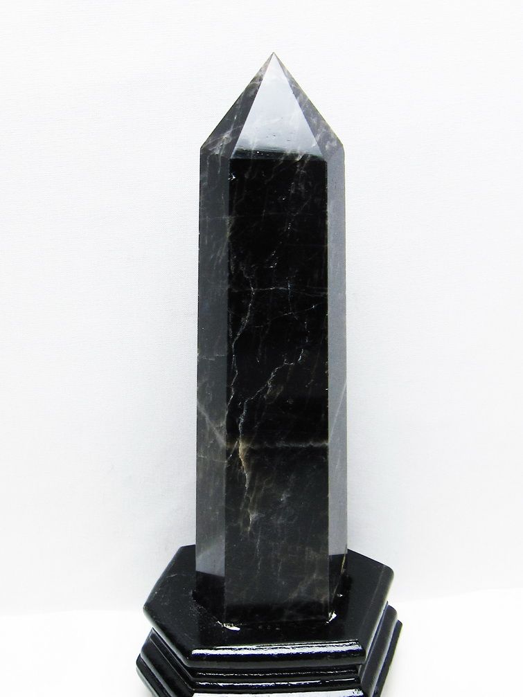 モリオン 純天然 黒水晶 六角柱 [t43-8632]