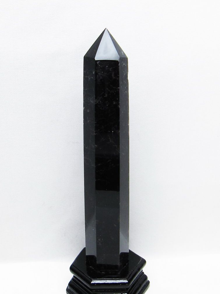 モリオン 純天然 黒水晶 六角柱 [t43-8652]