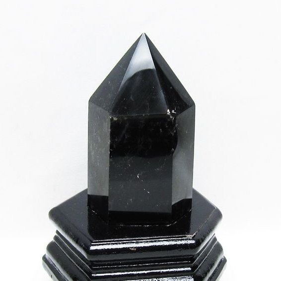 モリオン 純天然 黒水晶 六角柱 [t43-8656]