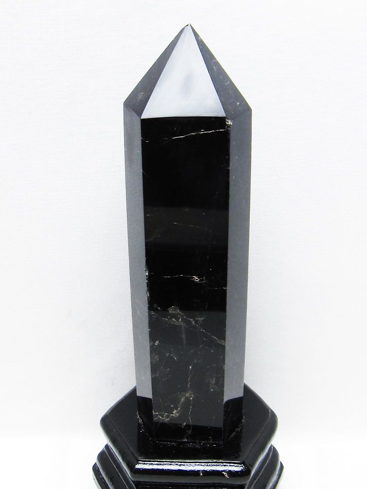 モリオン 純天然 黒水晶 六角柱 [t43-8660]