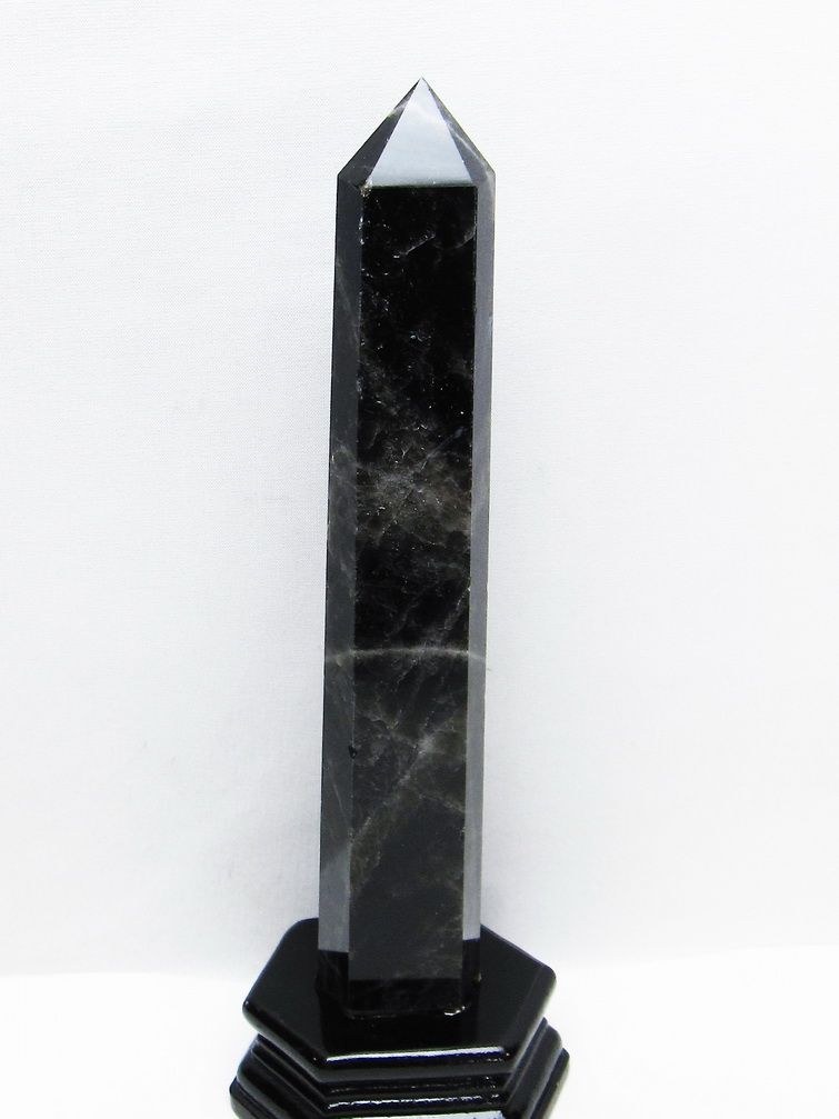 モリオン 純天然 黒水晶 六角柱 [t43-8677]