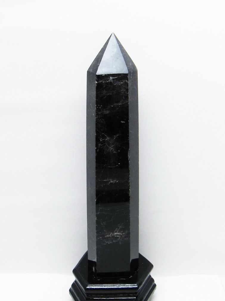 1.5Kg モリオン 純天然 黒水晶 六角柱 [t43-8685]