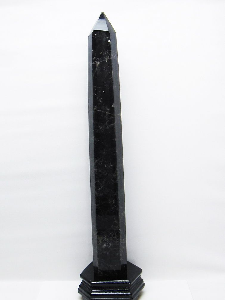 2.8Kg モリオン 純天然 黒水晶 六角柱 [t43-8705]
