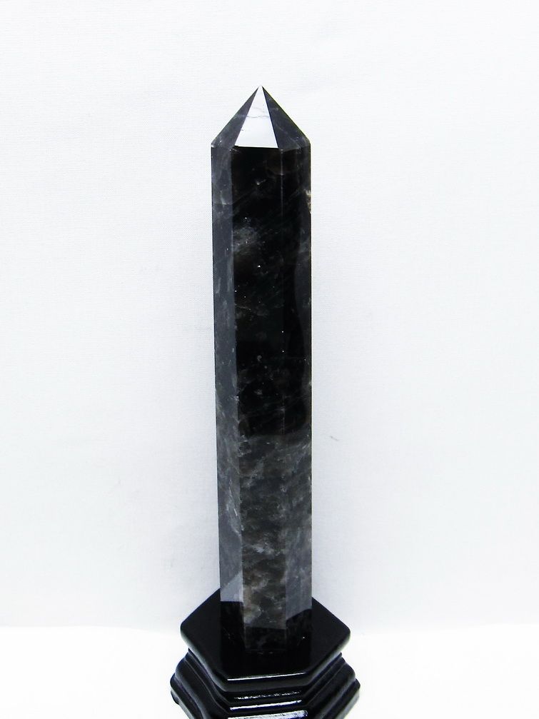 モリオン 純天然 黒水晶 六角柱 [t43-8764]