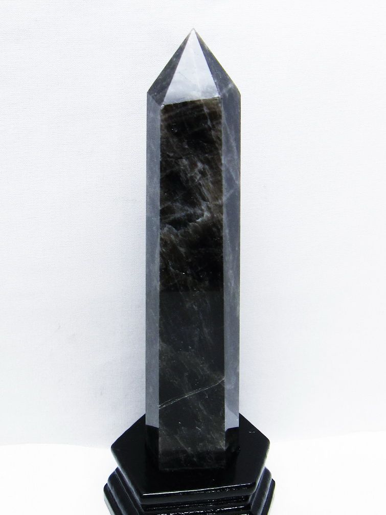 モリオン 純天然 黒水晶 六角柱 [t43-8766]