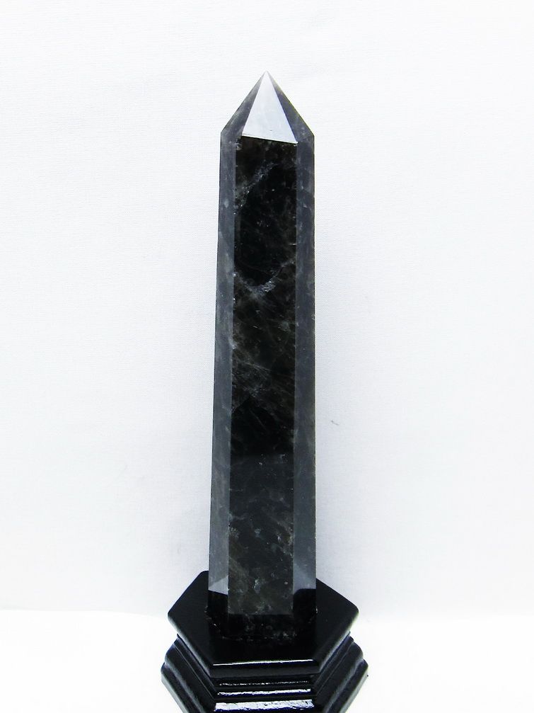 モリオン 純天然 黒水晶 六角柱 [t43-8767]