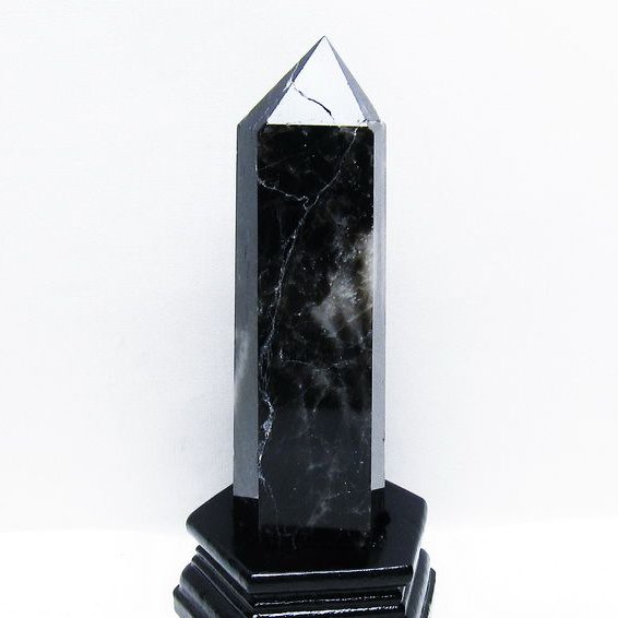 モリオン 純天然 黒水晶 六角柱 [t43-8775]