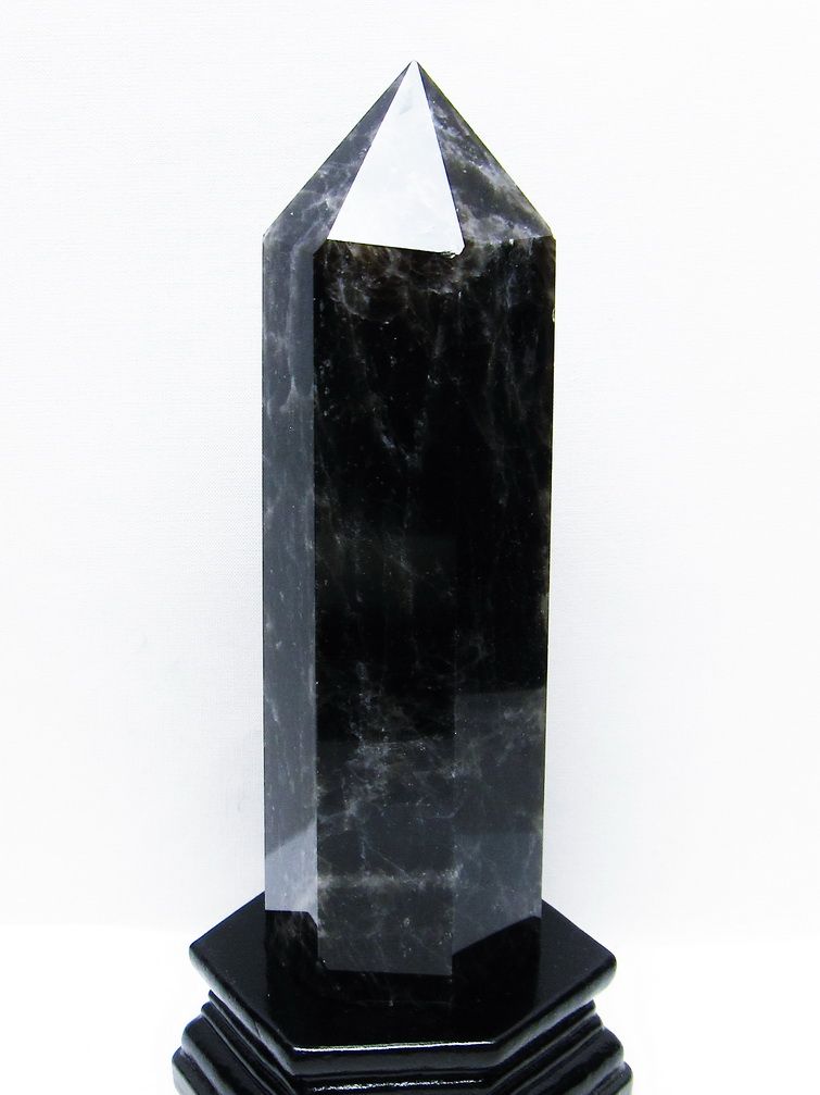 モリオン 純天然 黒水晶 六角柱 [t43-8785]