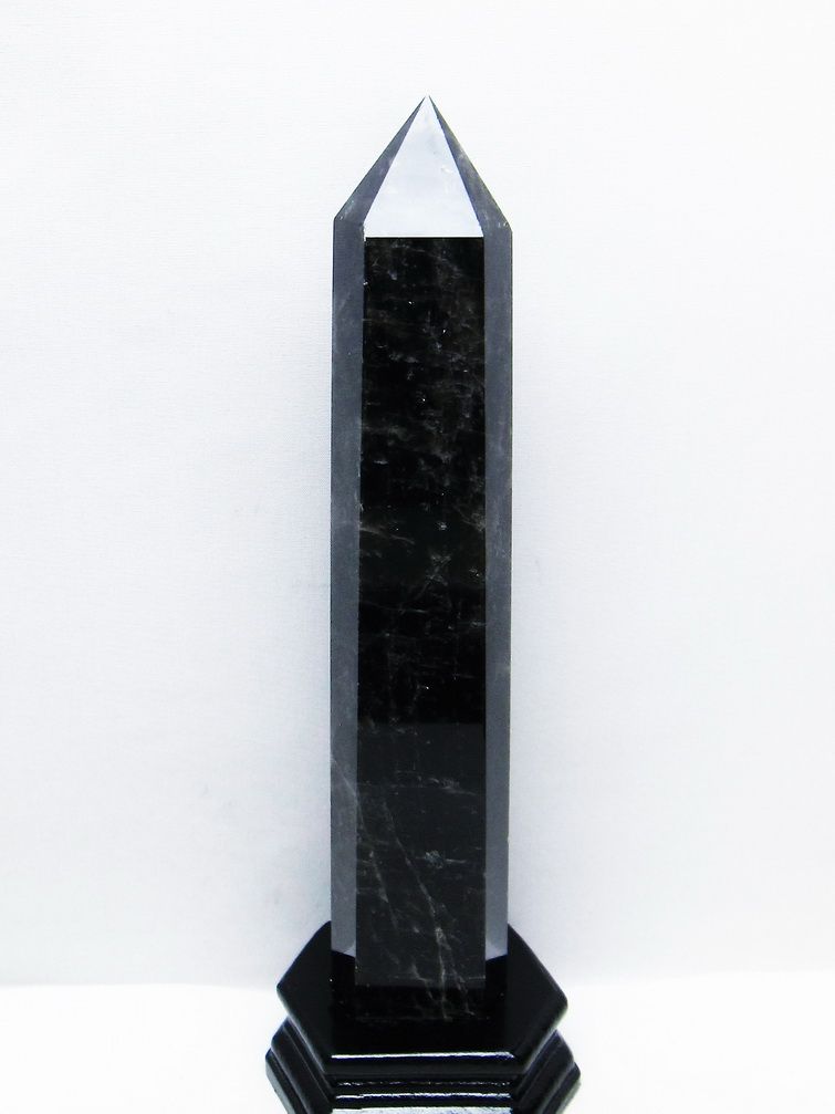 1.1Kg モリオン 純天然 黒水晶 六角柱 [t43-8790]