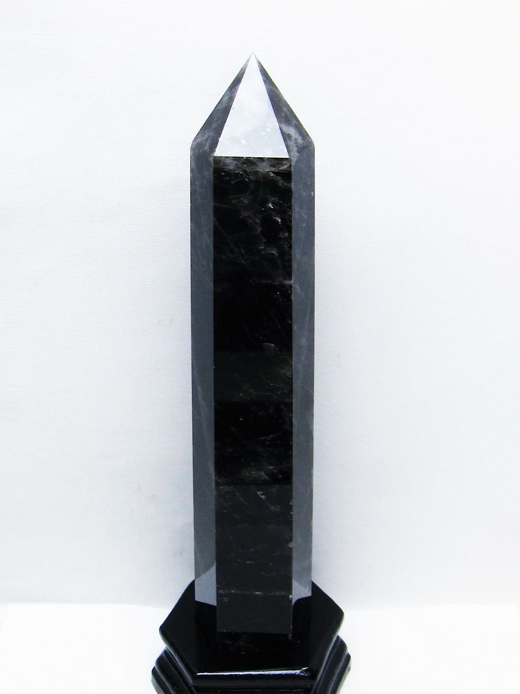1.7Kg モリオン 純天然 黒水晶 六角柱 [t43-8795]