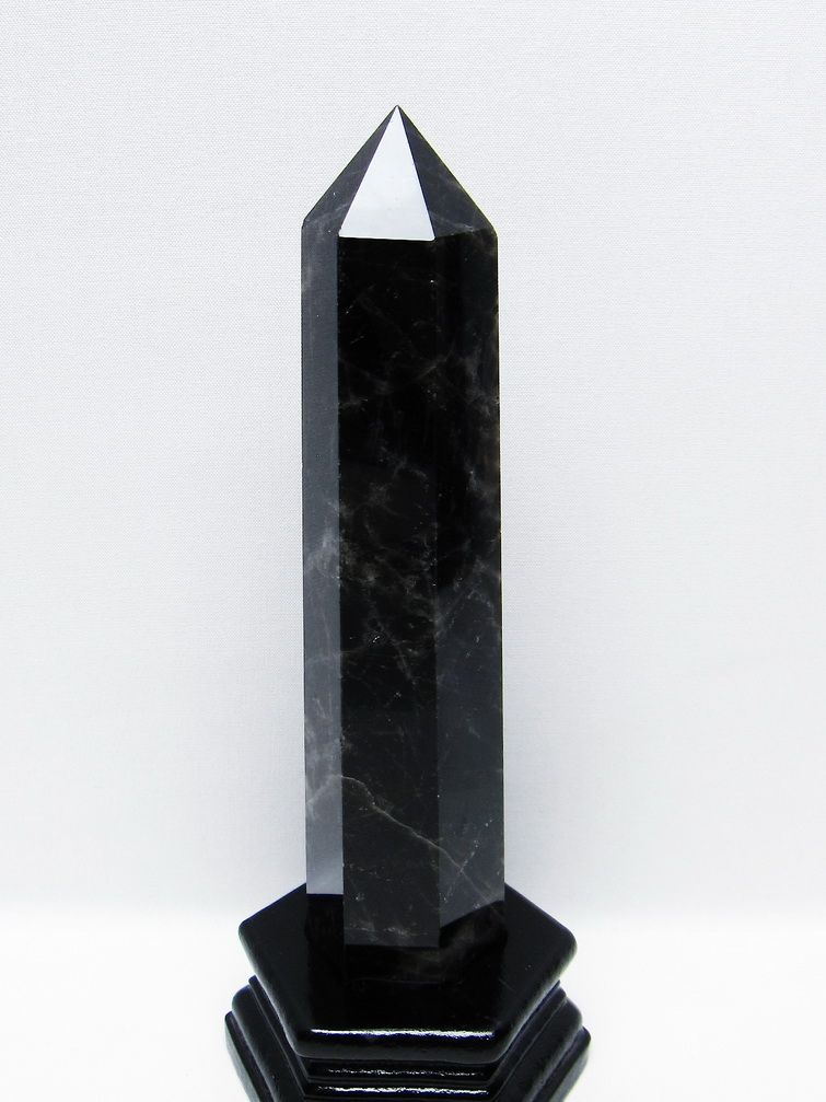 モリオン 純天然 黒水晶 六角柱 [t43-8865]