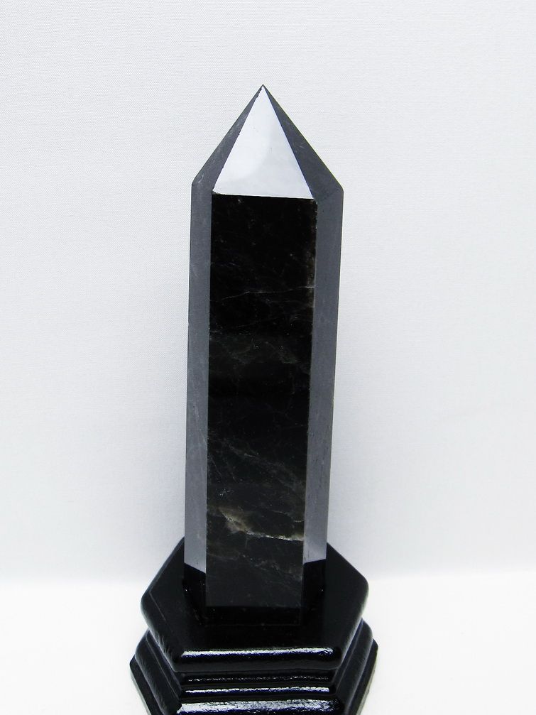 モリオン 純天然 黒水晶 六角柱 [t43-8881]