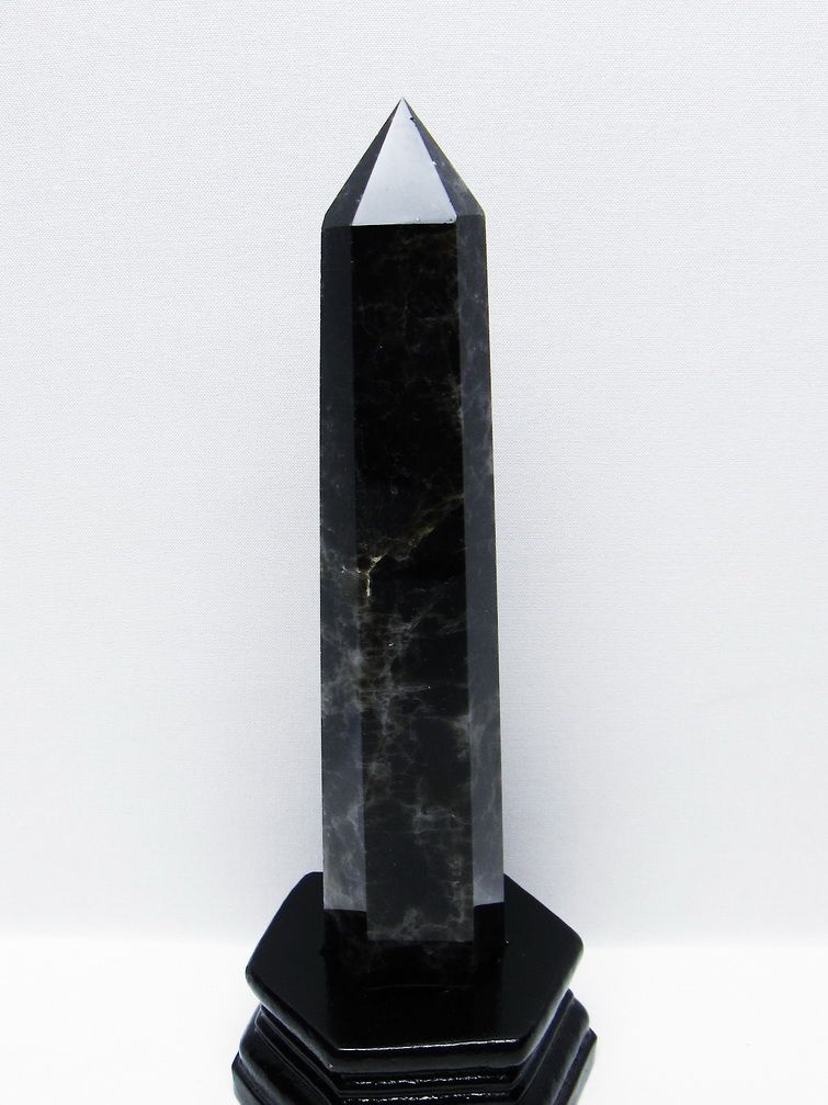 モリオン 純天然 黒水晶 六角柱 [t43-8884]
