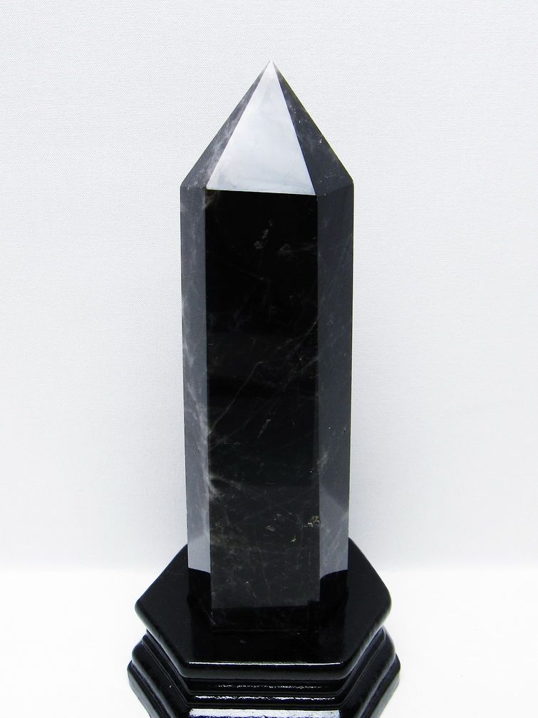 モリオン 純天然 黒水晶 六角柱 [t43-8885]