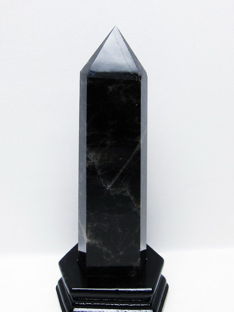 モリオン 純天然 黒水晶 六角柱 [t43-8886]