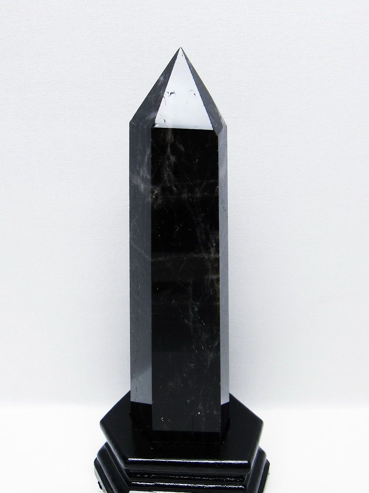 モリオン 純天然 黒水晶 六角柱 [t43-8889]