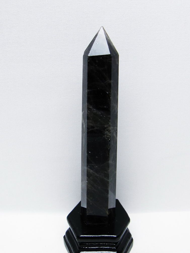 モリオン 純天然 黒水晶 六角柱 [t43-8890]
