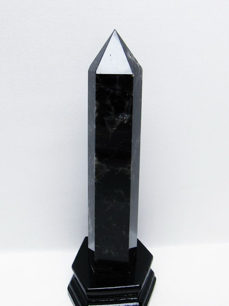 モリオン 純天然 黒水晶 六角柱 [t43-8896]