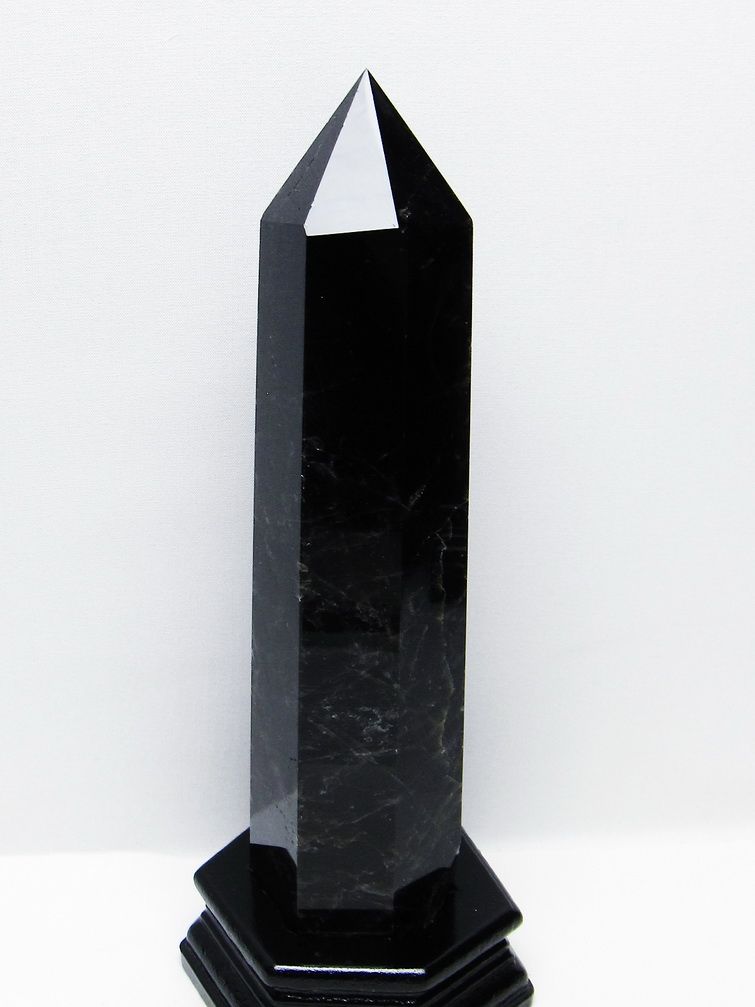 1.3Kg モリオン 純天然 黒水晶 六角柱 [t43-8919]