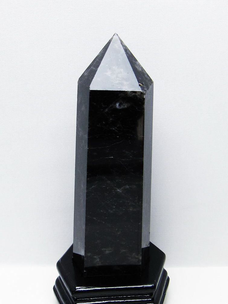 1.6Kg モリオン 純天然 黒水晶 六角柱 [t43-8922]