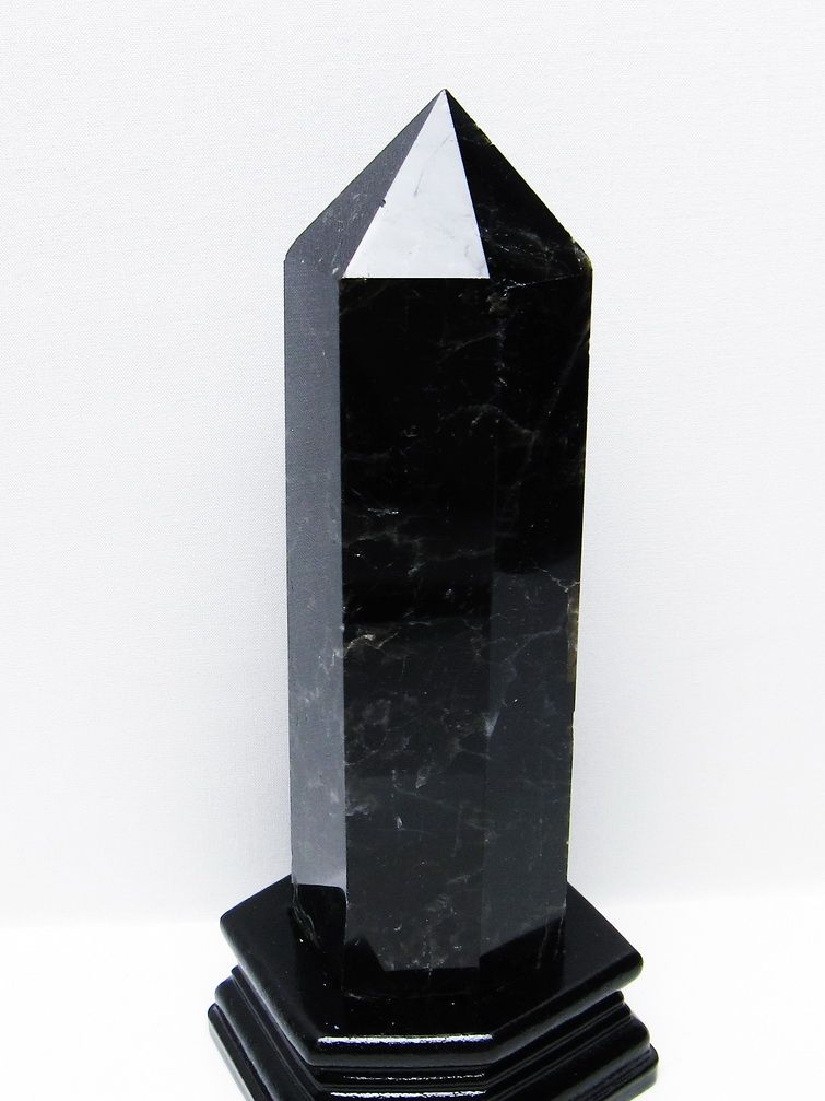 1.1Kg モリオン 純天然 黒水晶 六角柱 [t43-8932]