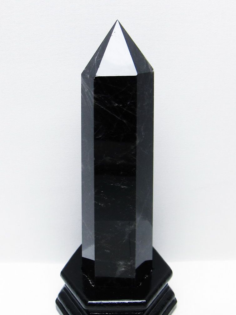 モリオン 純天然 黒水晶 六角柱 [t43-8934]