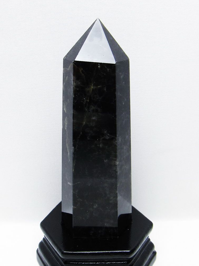 モリオン 純天然 黒水晶 六角柱 [t43-8942]