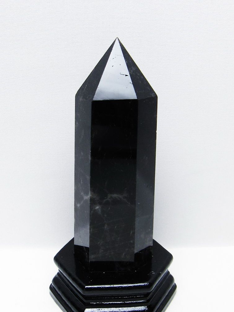 モリオン 純天然 黒水晶 六角柱 [t43-8943]