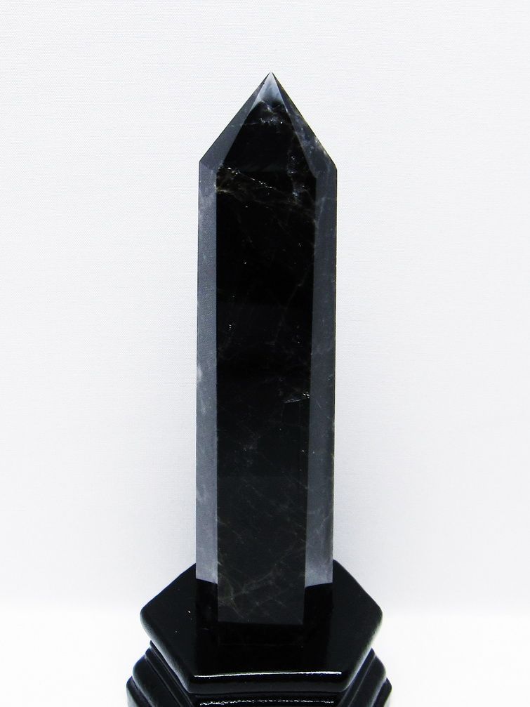 モリオン 純天然 黒水晶 六角柱 [t43-8946]