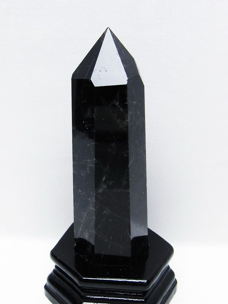 モリオン 純天然 黒水晶 六角柱 [t43-8958]