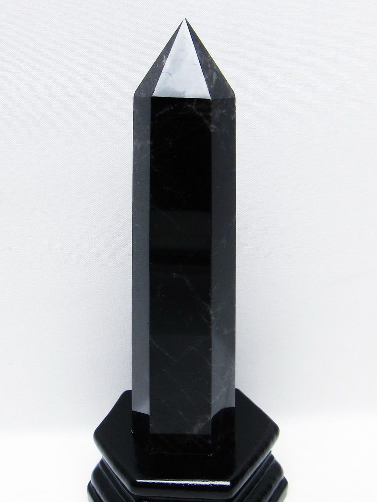 モリオン 純天然 黒水晶 六角柱 [t43-8961]