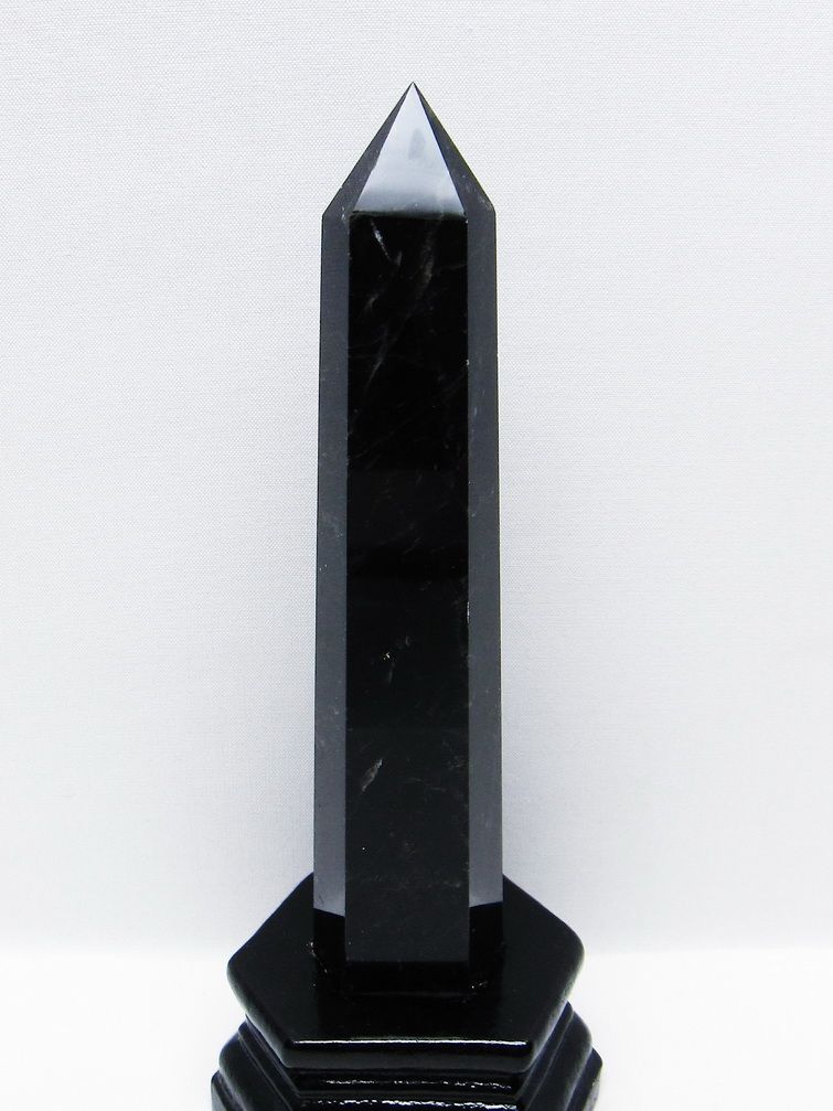 モリオン 純天然 黒水晶 六角柱 [t43-8963]