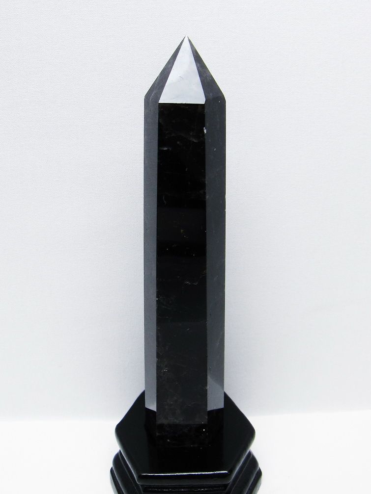 モリオン 純天然 黒水晶 六角柱 [t43-8973]