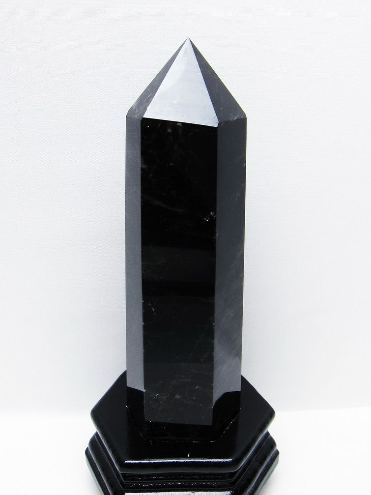1.1Kg モリオン 純天然 黒水晶 六角柱 [t43-8984]