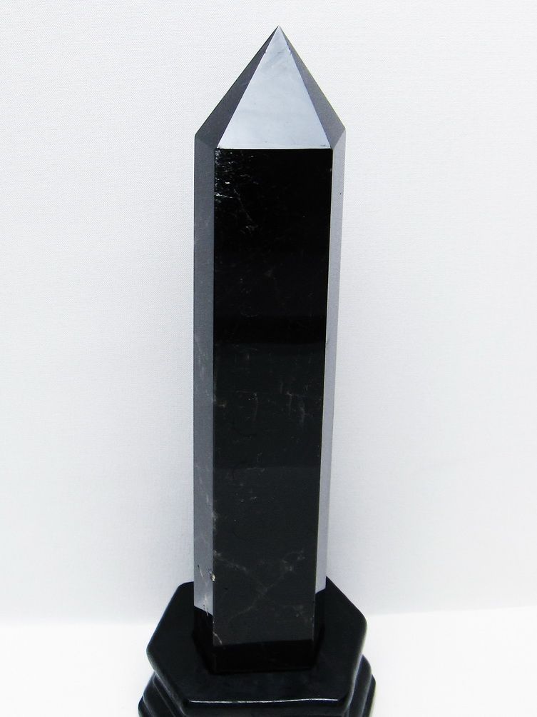 1Kg モリオン 純天然 黒水晶 六角柱 [t43-8985]