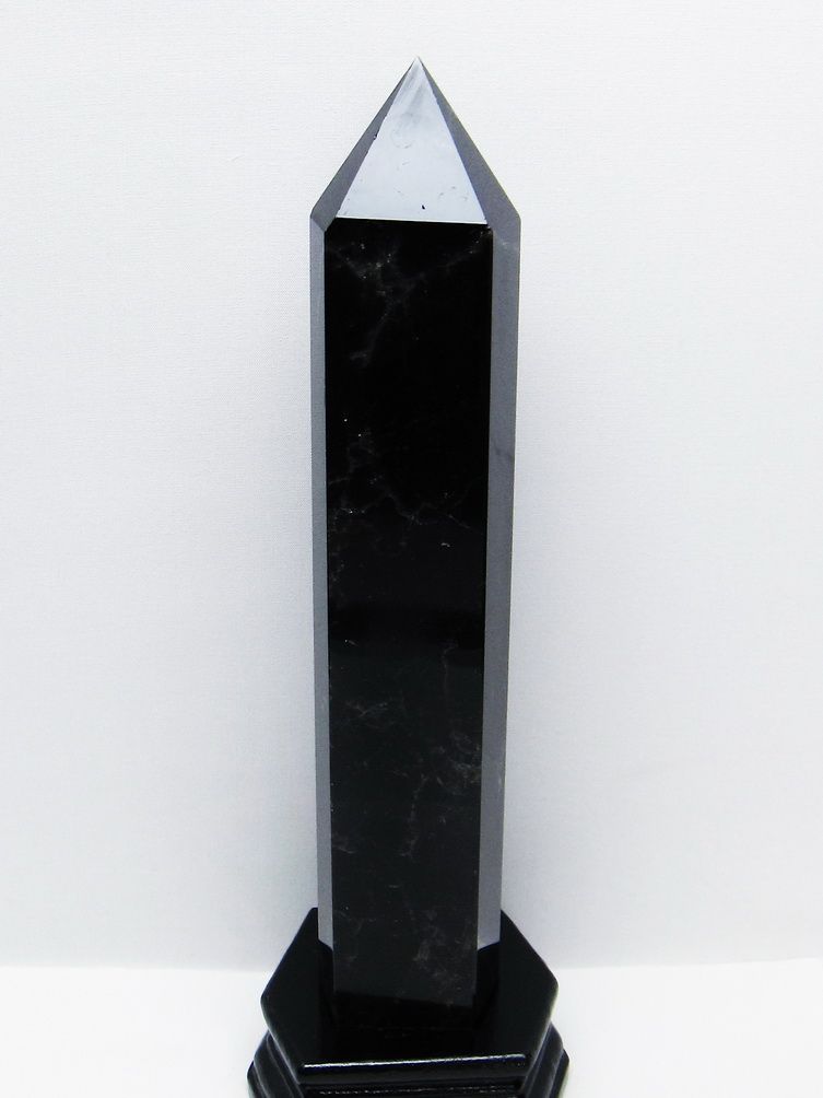 1.4Kg モリオン 純天然 黒水晶 六角柱 [t43-8989]