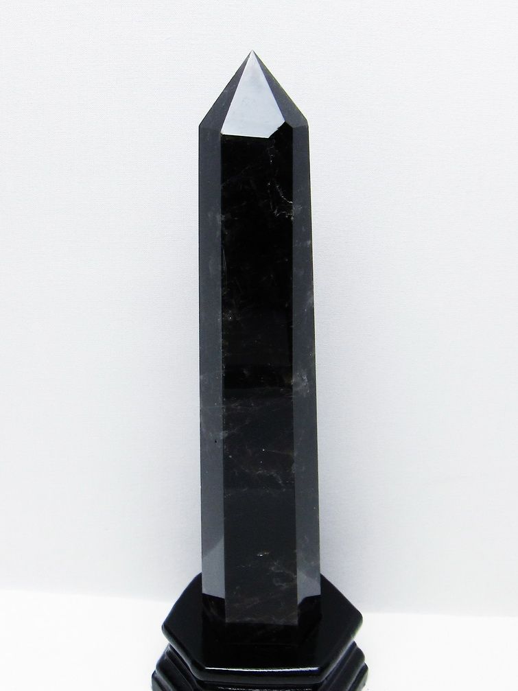 モリオン 純天然 黒水晶 六角柱 [t43-8995]