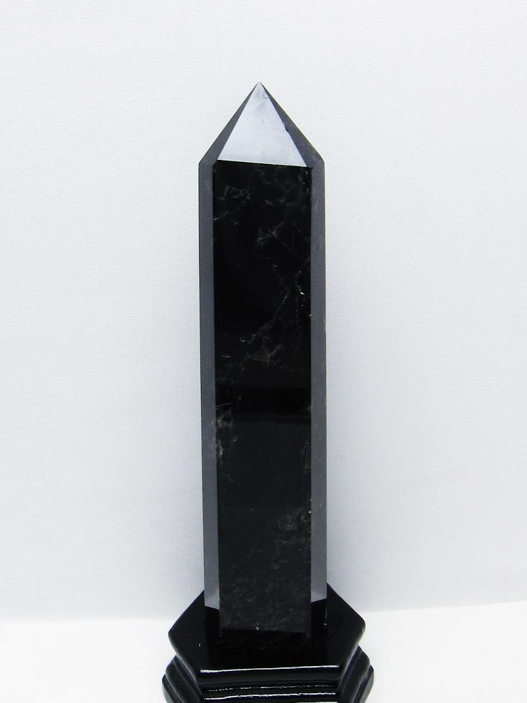 1.1Kg モリオン 純天然 黒水晶 六角柱 [t43-9000]