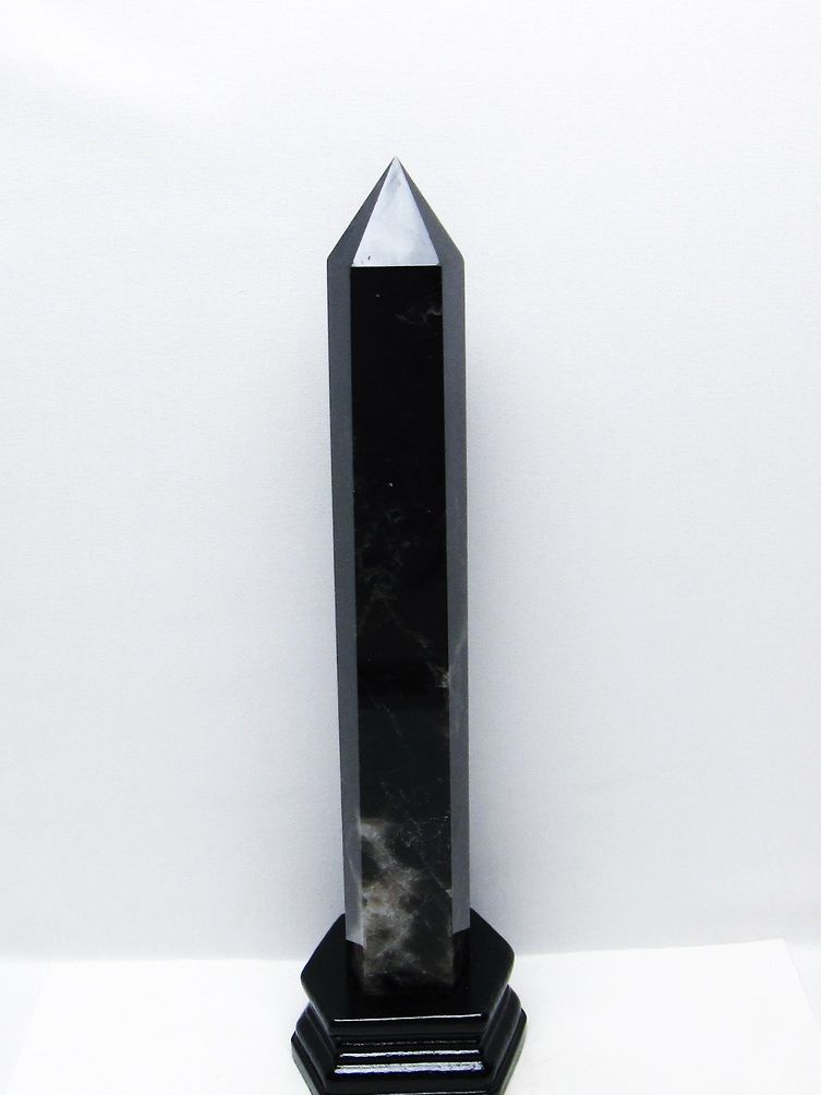 1.2Kg モリオン 純天然 黒水晶 六角柱 [t43-9004]