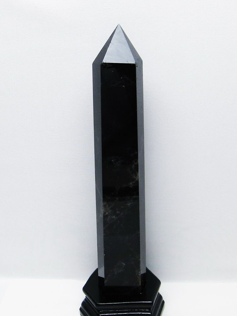 1.4Kg モリオン 純天然 黒水晶 六角柱 [t43-9010]