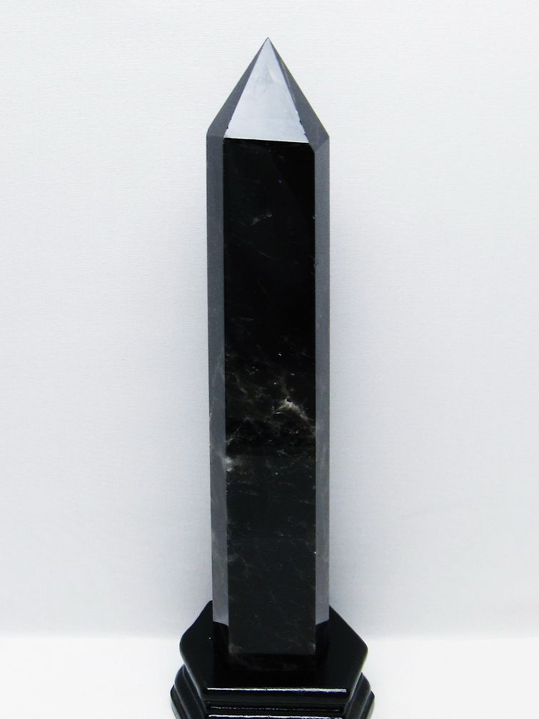 1.4Kg モリオン 純天然 黒水晶 六角柱 [t43-9013]